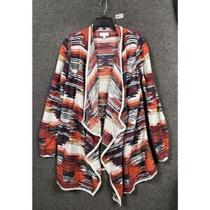 Lucky Brand Aztec Drape Cardigan Sweater Women's Size L Multicolor Long Sleeve